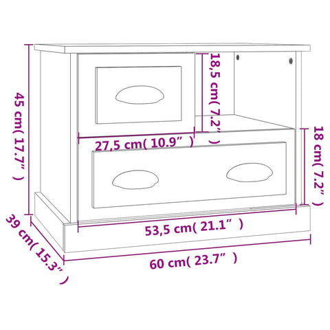 vidaXL Bedside Cabinet High Gloss White 60x39x45 cm