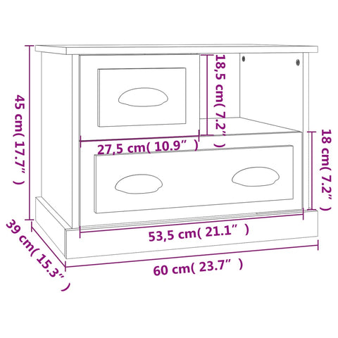 vidaXL Bedside Cabinet Concrete Grey 60x39x45 cm