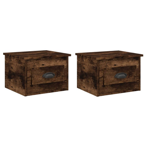 vidaXL Wall-mounted Bedside Cabinets 2 pcs Smoked Oak 41.5x36x28cm