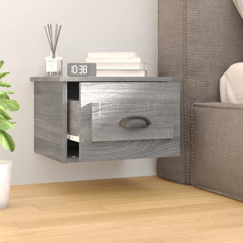 vidaXL Wall-mounted Bedside Cabinet Grey Sonoma 41.5x36x28cm