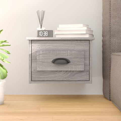 vidaXL Wall-mounted Bedside Cabinet Grey Sonoma 41.5x36x28cm