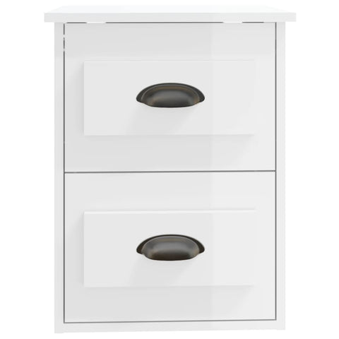 vidaXL Wall-mounted Bedside Cabinet High Gloss White 41.5x36x53cm