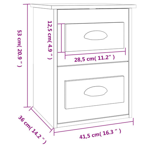 vidaXL Wall-mounted Bedside Cabinet Concrete Grey 41.5x36x53cm