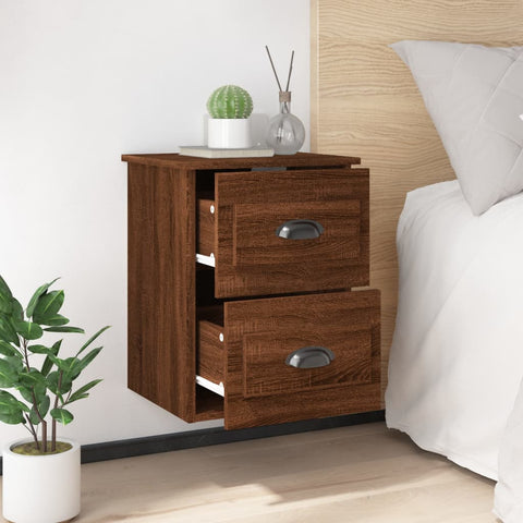vidaXL Wall-mounted Bedside Cabinet Brown Oak 41.5x36x53cm