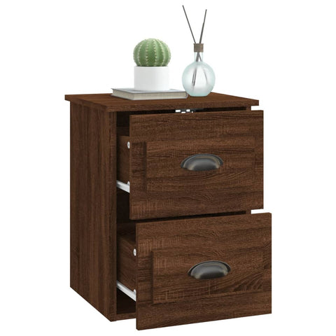 vidaXL Wall-mounted Bedside Cabinet Brown Oak 41.5x36x53cm