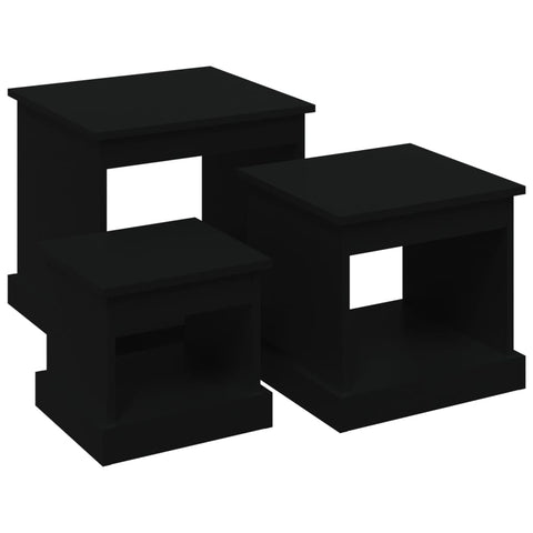 vidaXL Coffee Tables 3 pcs Black Engineered Wood