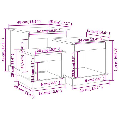 vidaXL Coffee Tables 3 pcs Sonoma Oak Engineered Wood