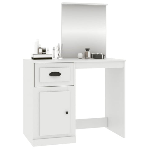 vidaXL Dressing Table with Mirror White 90x50x132.5 cm Engineered Wood