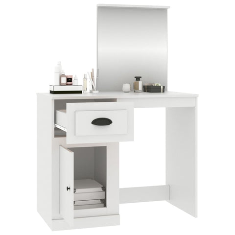 vidaXL Dressing Table with Mirror White 90x50x132.5 cm Engineered Wood