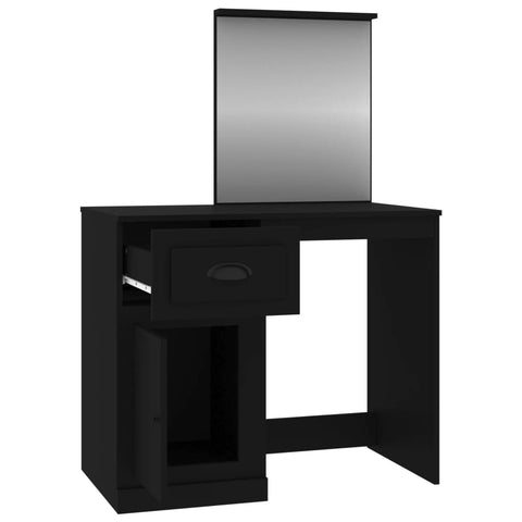vidaXL Dressing Table with Mirror Black 90x50x132.5 cm Engineered Wood