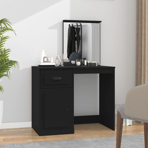 vidaXL Dressing Table with Mirror Black 90x50x132.5 cm Engineered Wood