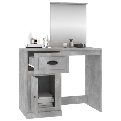 vidaXL Dressing Table with Mirror Concrete Grey 90x50x132.5 cm Engineered Wood