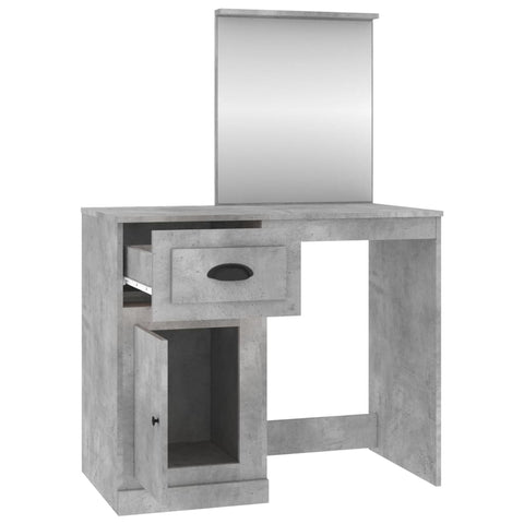 vidaXL Dressing Table with Mirror Concrete Grey 90x50x132.5 cm Engineered Wood