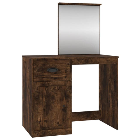 vidaXL Dressing Table with Mirror Smoked Oak 90x50x132.5 cm Engineered Wood