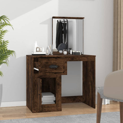 vidaXL Dressing Table with Mirror Smoked Oak 90x50x132.5 cm Engineered Wood