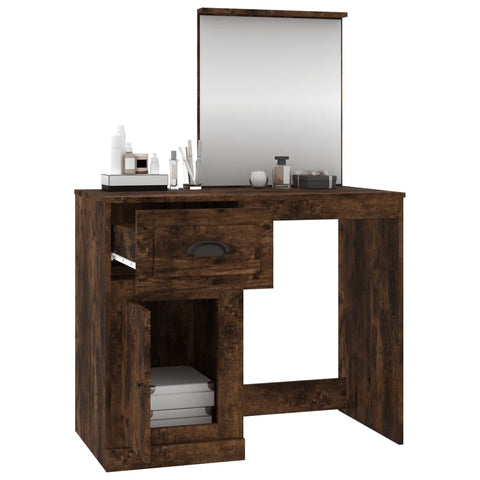 vidaXL Dressing Table with Mirror Smoked Oak 90x50x132.5 cm Engineered Wood