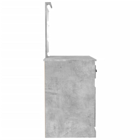 vidaXL Dressing Table with LED Concrete Grey 90x50x132.5 cm Engineered Wood