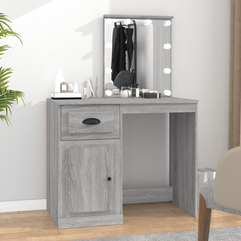 vidaXL Dressing Table with LED Grey Sonona 90x50x132.5 cm Engineered Wood