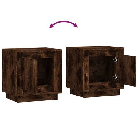 vidaXL Bedside Cabinet Smoked Oak 44x35x45 cm Engineered Wood