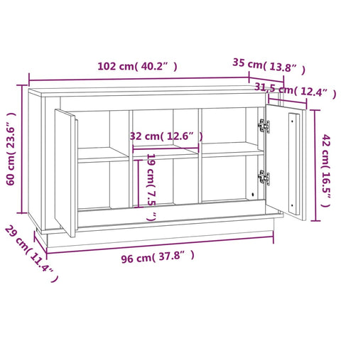vidaXL Sideboard Black 102x35x60 cm Engineered Wood