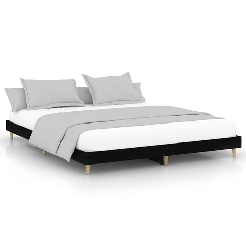 vidaXL Bed Frame without Mattress Black 120x200 cm Engineered Wood
