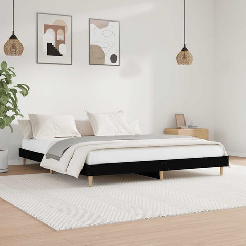 vidaXL Bed Frame without Mattress Black 120x200 cm Engineered Wood
