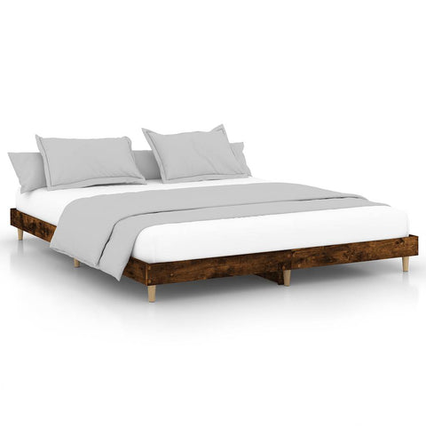 vidaXL Bed Frame without Mattress Smoked Oak 120x200 cm Engineered Wood