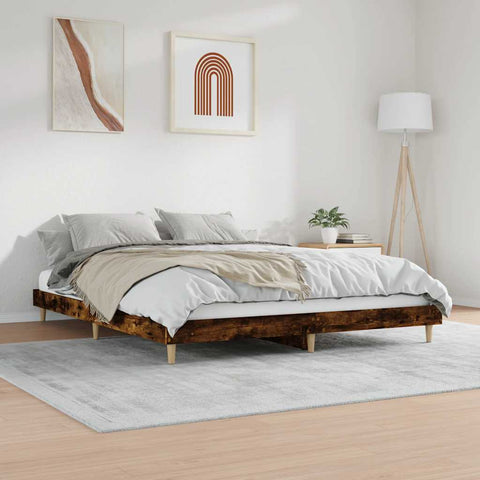 vidaXL Bed Frame without Mattress Smoked Oak 120x200 cm Engineered Wood