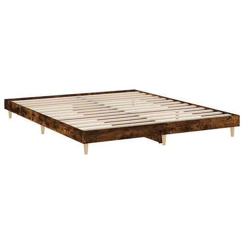 vidaXL Bed Frame without Mattress Smoked Oak 120x200 cm Engineered Wood