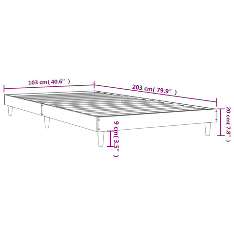 vidaXL Bed Frame without Mattress Smoked Oak 100x200 cm Engineered Wood