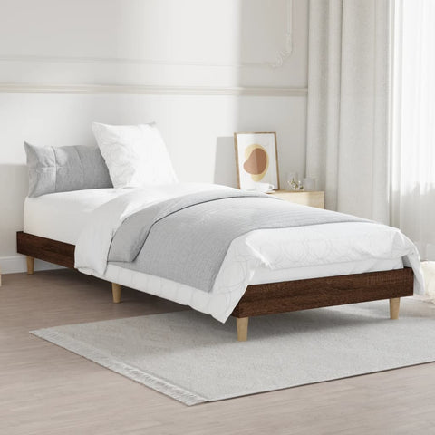 vidaXL Bed Frame without Mattress Brown Oak 75x190 cm Small Single Engineered Wood
