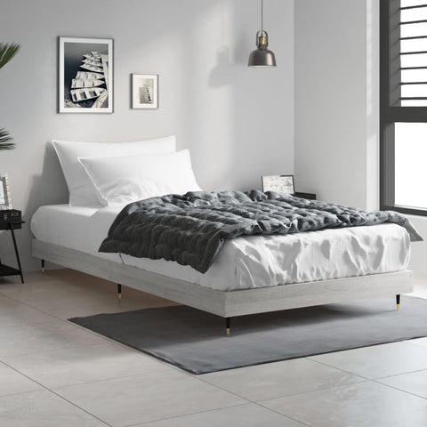 vidaXL Bed Frame without Mattress Grey Sonoma 90x200 cm Engineered Wood