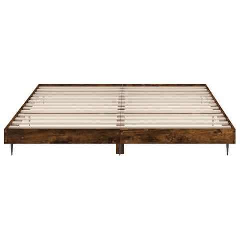 vidaXL Bed Frame without Mattress Smoked Oak 200x200 cm Engineered Wood