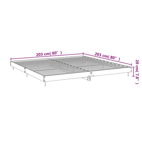vidaXL Bed Frame without Mattress Smoked Oak 200x200 cm Engineered Wood