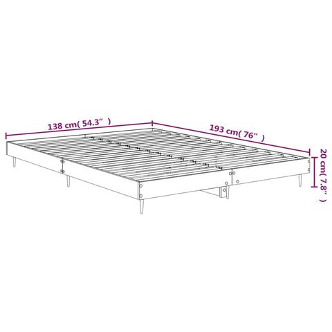 vidaXL Bed Frame without Mattress Sonoma Oak 135x190 cm Double Engineered Wood
