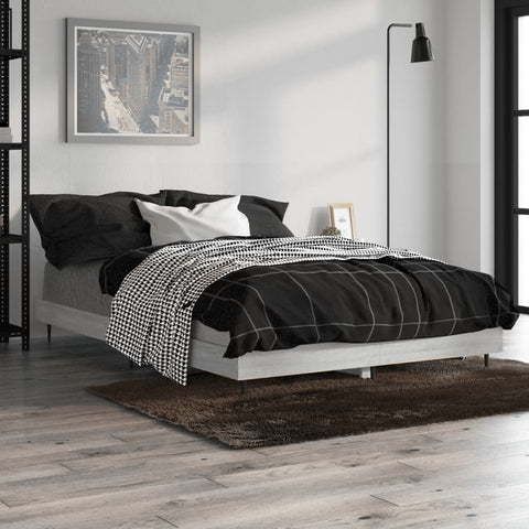 vidaXL Bed Frame without Mattress Grey Sonoma 120x190 cm Small Double Engineered Wood