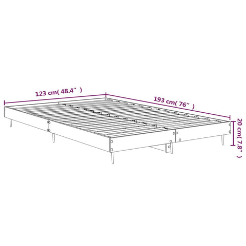 vidaXL Bed Frame without Mattress Grey Sonoma 120x190 cm Small Double Engineered Wood