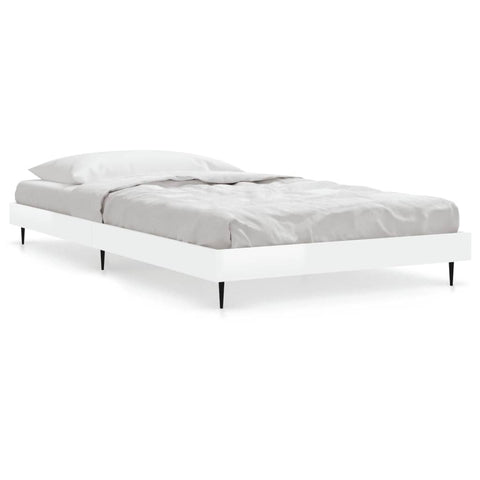 vidaXL Bed Frame without Mattress High Gloss White 90x190 cm Single