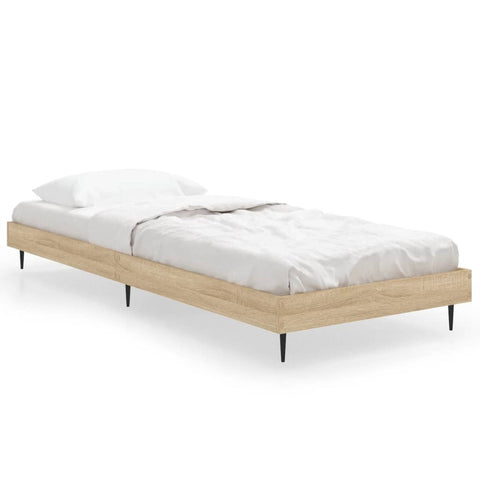 vidaXL Bed Frame without Mattress Sonoma Oak 75x190 cm Small Single Engineered Wood