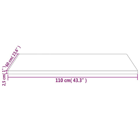 vidaXL Table Top White 110x60x2.5 cm Solid Wood Pine Rectangular