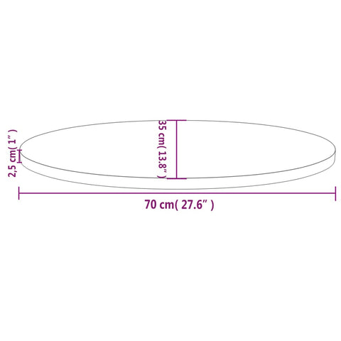 vidaXL Table Top White 70x35x2.5 cm Solid Wood Pine Oval