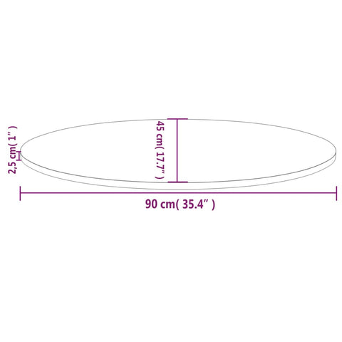 vidaXL Table Top 90x45x2.5 cm Solid Wood Pine Oval
