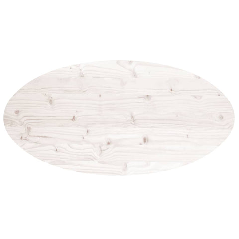 vidaXL Table Top White 100x50x2.5 cm Solid Wood Pine Oval