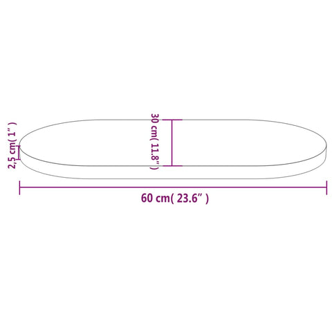 vidaXL Table Top White 60x30x2.5 cm Solid Wood Pine Oval