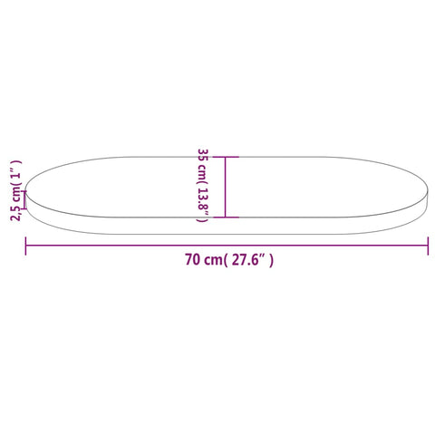 vidaXL Table Top 70x35x2.5 cm Solid Wood Pine Oval