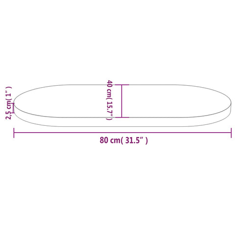 vidaXL Table Top 80x40x2.5 cm Solid Wood Pine Oval