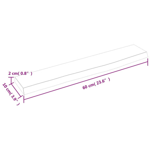 vidaXL Wall Shelf 60x10x2 cm Untreated Solid Wood Oak