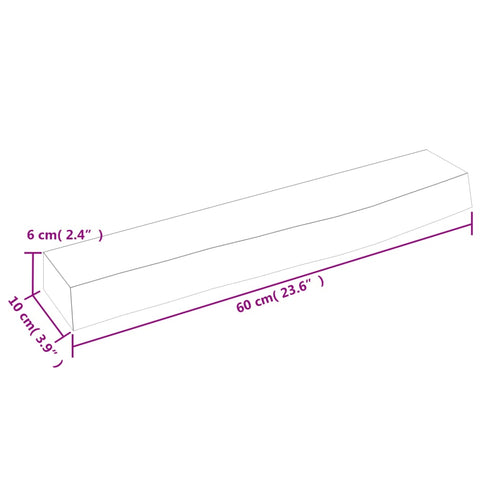 vidaXL Wall Shelf 60x10x6 cm Untreated Solid Wood Oak