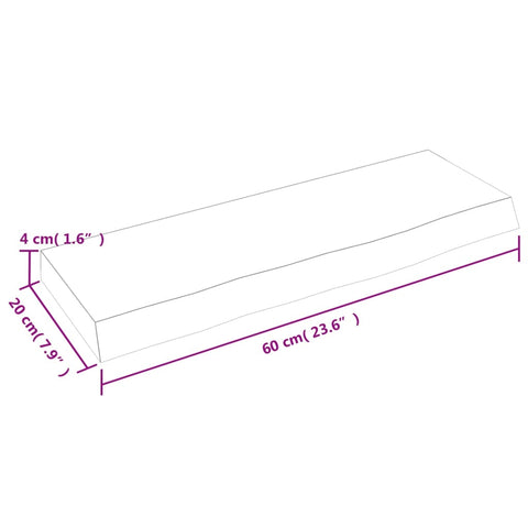vidaXL Wall Shelf 60x20x4 cm Untreated Solid Wood Oak