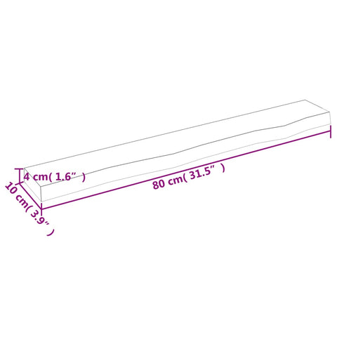 vidaXL Wall Shelf 80x10x4 cm Untreated Solid Wood Oak